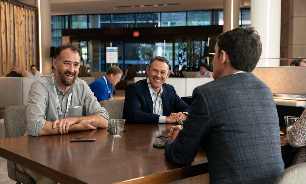 Business professionals in one-on-one meeting