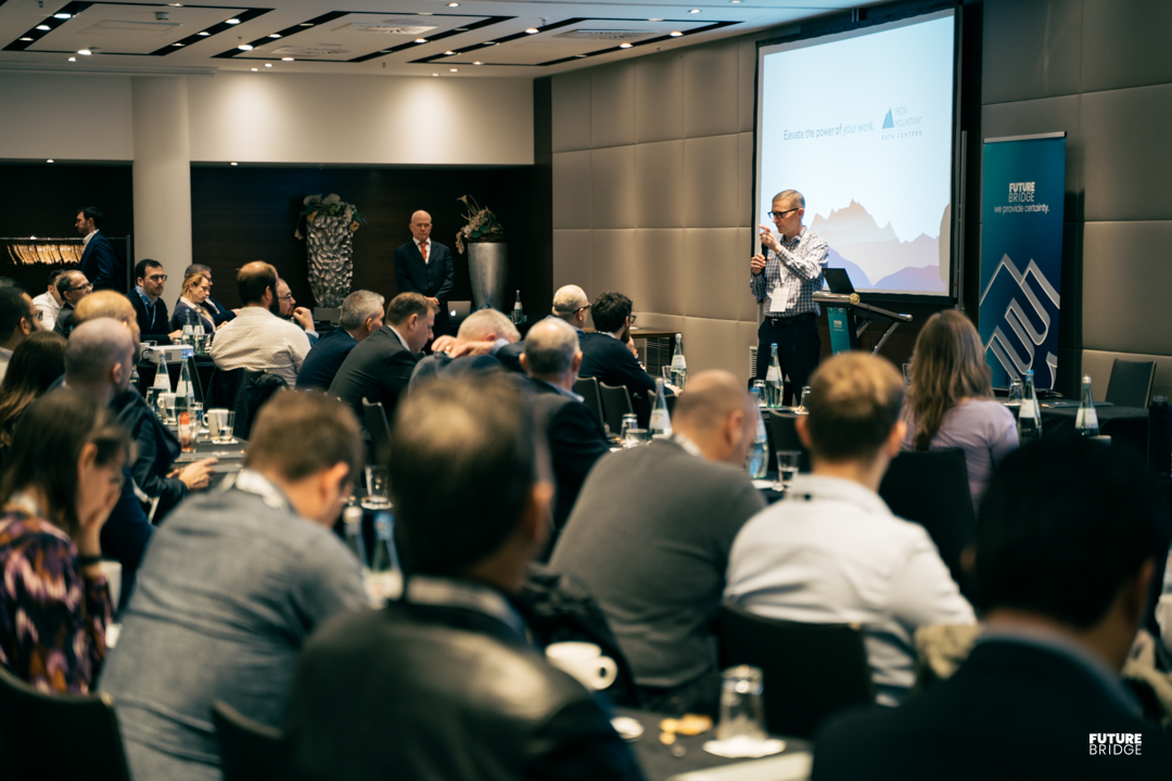 Business conference attendees networking